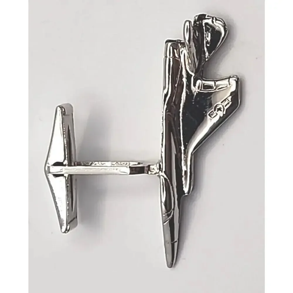 Vtg 1970's McDonnell Douglas F-15 Silver Tone Pewter Fighter Jet Cuff Links PB93